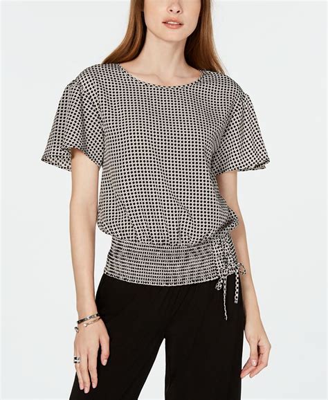 womens michael kors t shirts|michael kors smocked waist top.